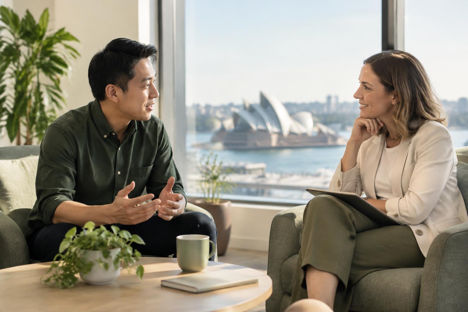 A manager listening attentively during a calm one-on-one coaching conversation